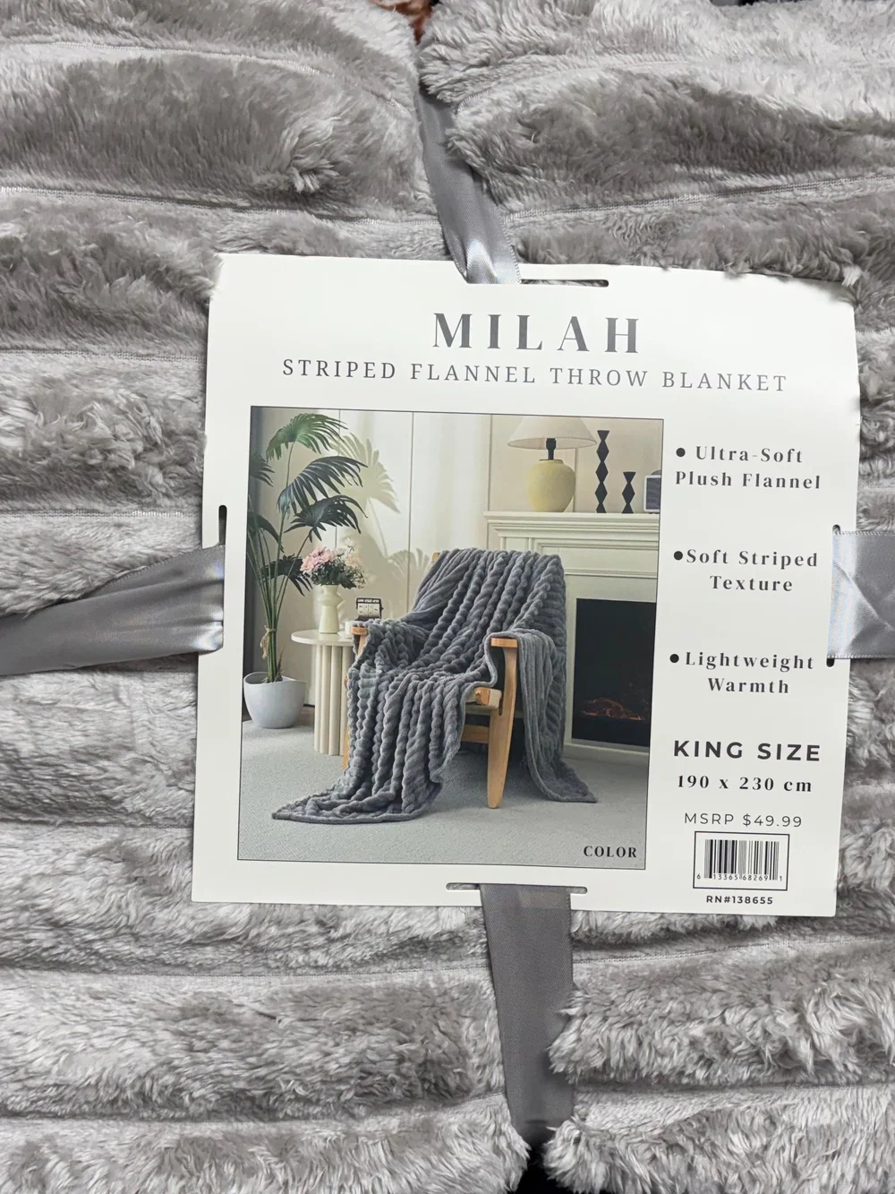MILAH Striped Flannel Throw Blanket - Pink